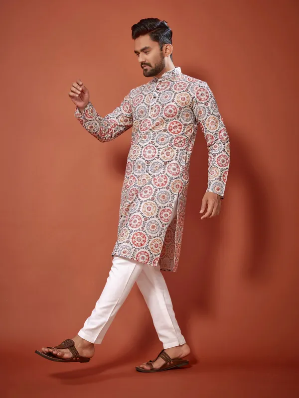 New_Stylish_Lucknowi_Chikankari_Digital_Print_Kurta_Set_For_Men