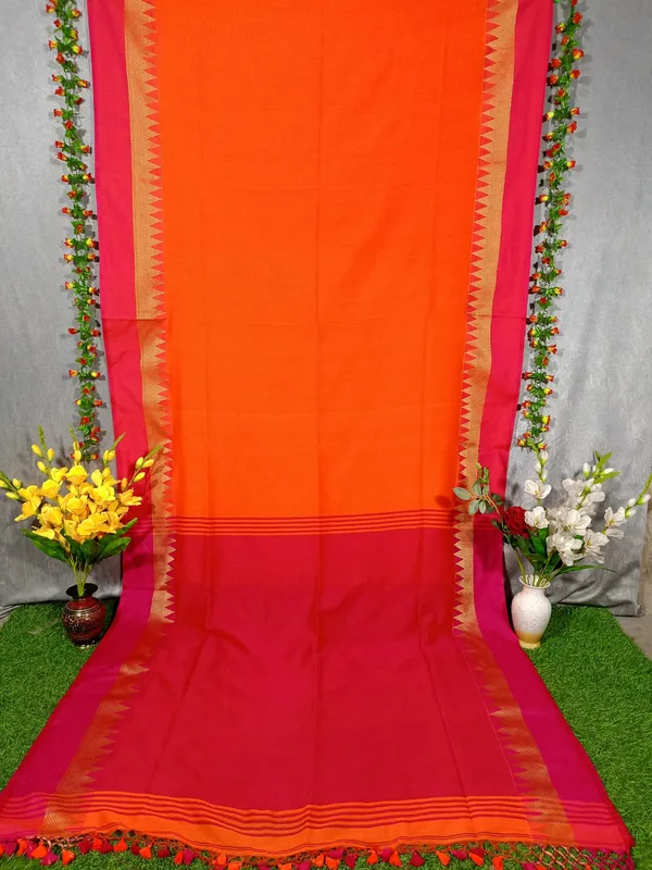 Orange_New_Vomri_Handloom_Cotton_Silk_Saree