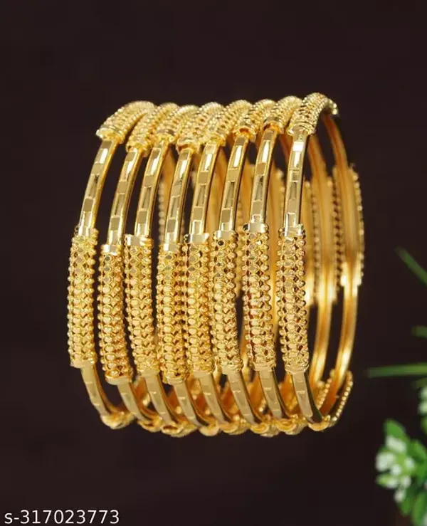 New_Designer_High_Gold_Plated_8_Pcs_Bangle_For_Women