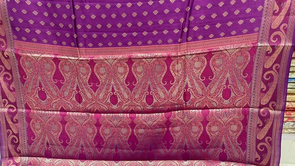 Humairah_Pure_Handwoven_Purple_Chiniya_Silk_Gold_Zari_Booti_Paisley_Mina_Anchal_with_Paisley_Mina_Zari_Border_Banarasi_Saree_with_Purple_Blouse_piece