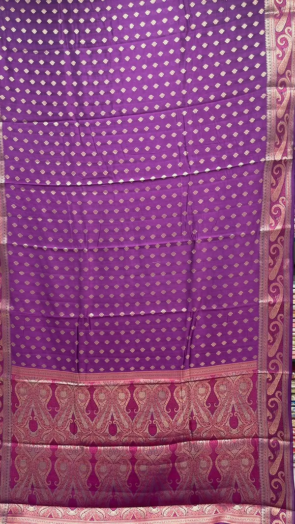 Humairah_Pure_Handwoven_Purple_Chiniya_Silk_Gold_Zari_Booti_Paisley_Mina_Anchal_with_Paisley_Mina_Zari_Border_Banarasi_Saree_with_Purple_Blouse_piece