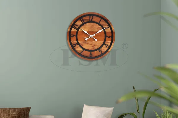LASER_CUT_WOODEN_WALL_CLOCK_BROWN_IVORY_BLACK__INCH_ROUND_PSM_1109