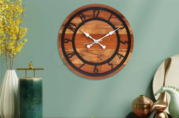 LASER_CUT_WOODEN_WALL_CLOCK_BROWN_IVORY_BLACK__INCH_ROUND_PSM_1109