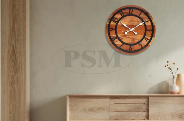 LASER_CUT_WOODEN_WALL_CLOCK_BROWN_IVORY_BLACK__INCH_ROUND_PSM_1109