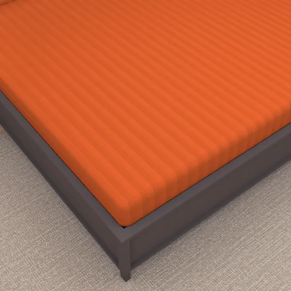 _100%_Cotton_220_TC_Italian_Stripes_Flat_King_Size_Bedsheet_With_2_Pillow_Cover_(108_x_108_Inch,_ORANGE)