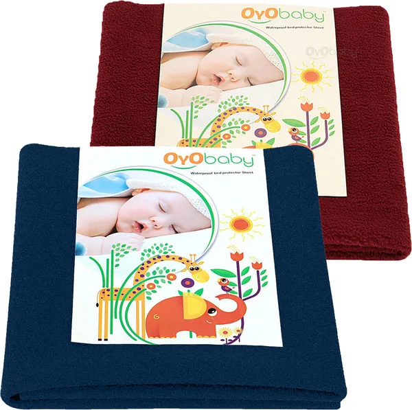 OYO BABY Waterproof Baby Bed Protector Dry Sheets for New Born Babies Reusable Mats Cot Bassinet Gift Pack Gift Pack 2 70cm X 50cm Dark Sea Blue