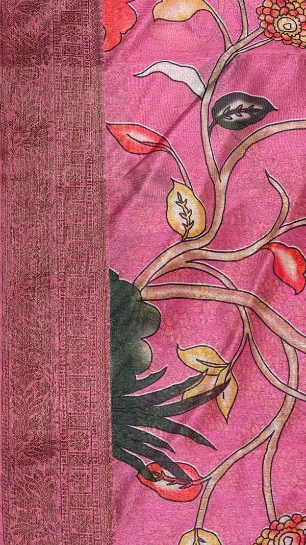 Humairah_Presents_Pink_Warm_Silk_Floral_Alfi_Jaal_Digital_Print_Copper_Zari_Border_Banarasi_Saree_with_Pink_Chunri_Booti_Blouse