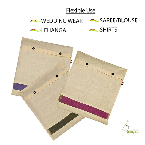 Cream_Set_Of_24_Cotton_Saree_Cover_For_Storage_With_Mesh/_Window_(16.5_X_14.5_Inch)