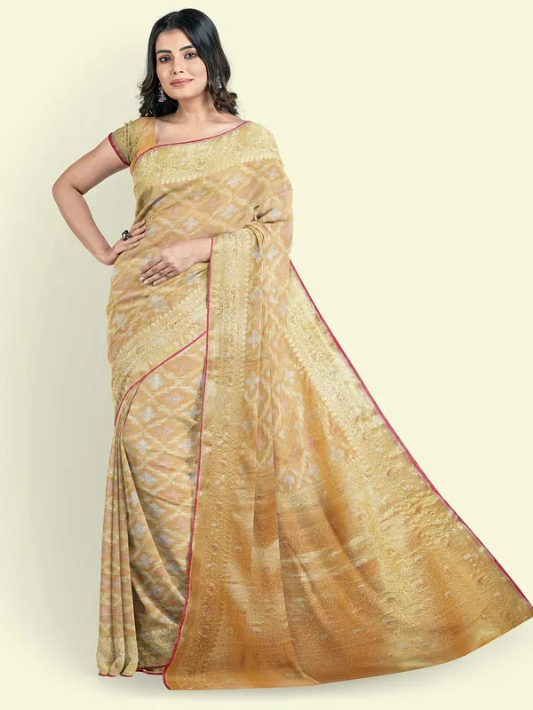 Beige_Cotton_Silk_Banarasi_Sarees_For_Women