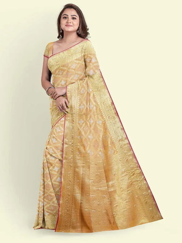 Beige_Cotton_Silk_Banarasi_Sarees_For_Women