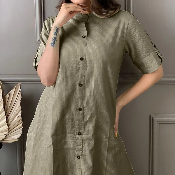 Olive_Green_Rayon_Katha_Work_Kurti_&_Pent_Set