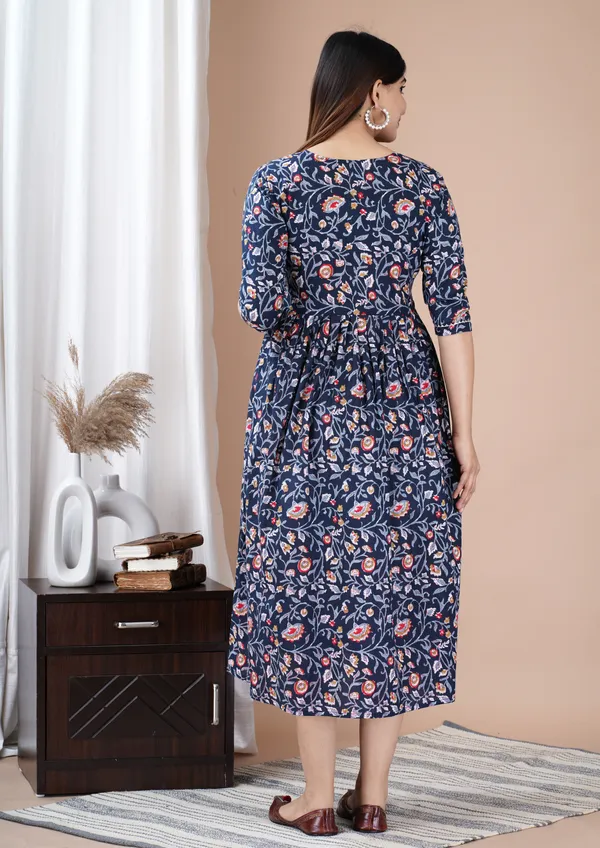 Blue_Printed_Pure_Cotton_Rayon_Anarkali_Maternity_Kurta