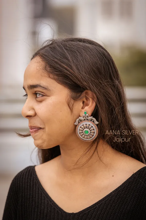 925_Pure_Sterling_Silver_|_Dual_Peacock_Kundan_Earrings_|_Well_Stamped_&_Hallmarked
