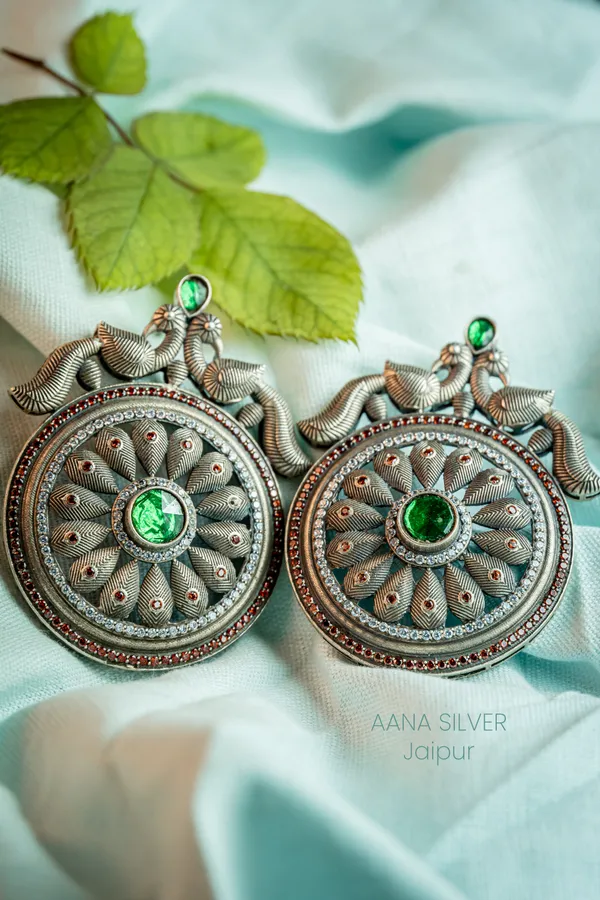 925_Pure_Sterling_Silver_|_Dual_Peacock_Kundan_Earrings_|_Well_Stamped_&_Hallmarked