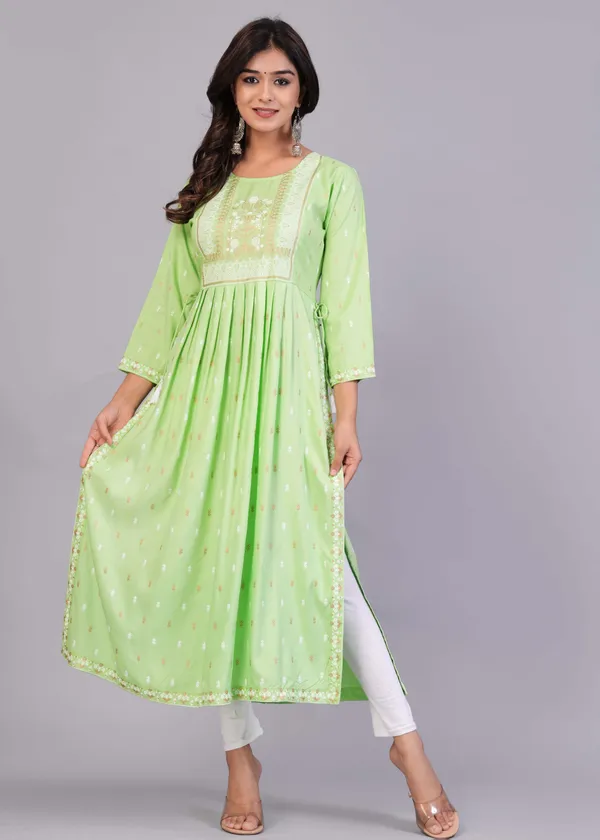 Light_Green_Printed_Ethnic_Dress_Kurta_For_Women