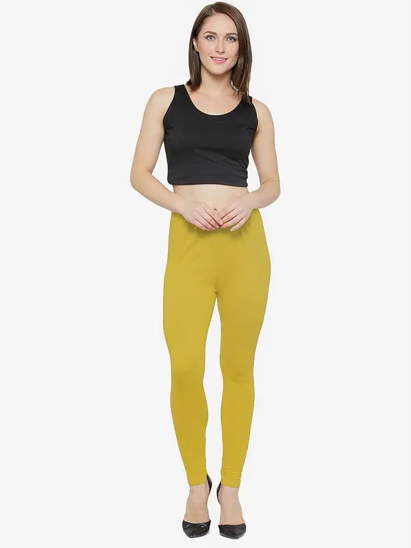 Mustard_Cotton_Strechable_Sny_Fit_Ankle_Length_Leggings_For_Women