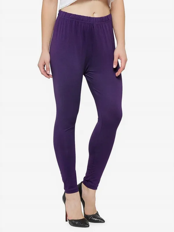 Purple_Cotton_Strechable_Sny_Fit_Ankle_Length_Leggings_For_Women
