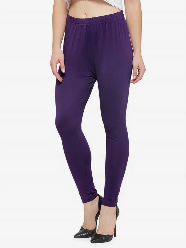 Purple_Cotton_Strechable_Sny_Fit_Ankle_Length_Leggings_For_Women