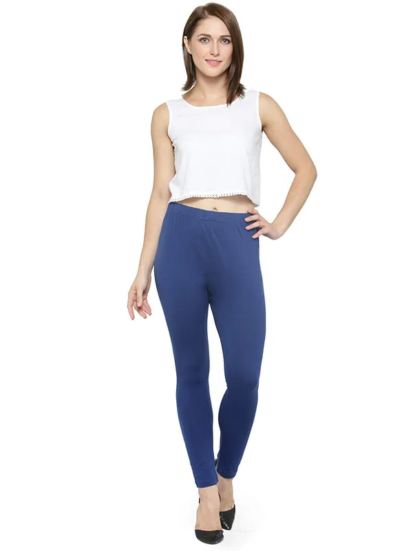 RoyalBlue_Cotton_Strechable_Sny_Fit_Ankle_Length_Leggings_For_Women