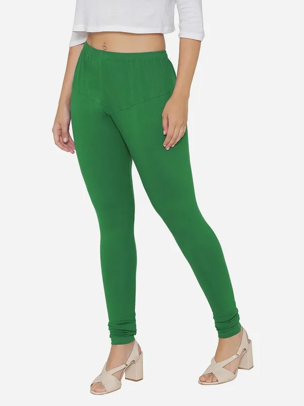 ForestGreen_Cotton_Strechable_Churidar_Full_Length_Leggings_For_Women