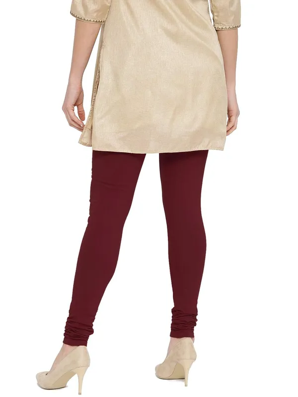 Maroon_Cotton_Strechable_Churidar_Full_Length_Leggings_For_Women