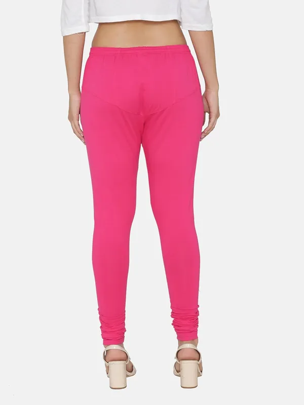 Pink_Cotton_Strechable_Churidar_Full_Length_Leggings_For_Women