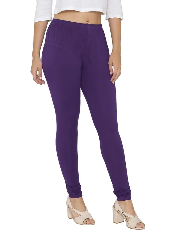 Purple_Cotton_Strechable_Churidar_Full_Length_Leggings_For_Women