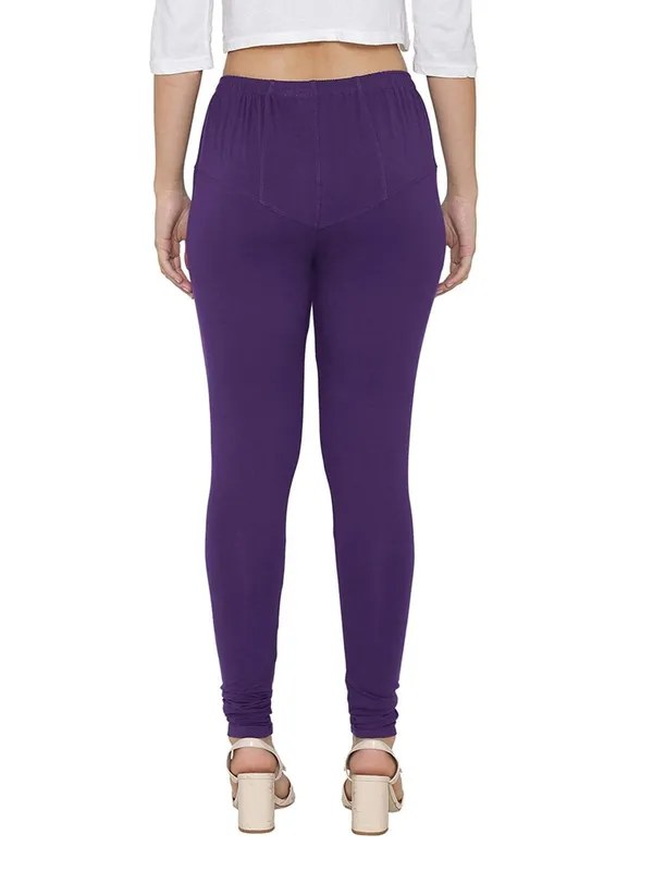 Purple_Cotton_Strechable_Churidar_Full_Length_Leggings_For_Women