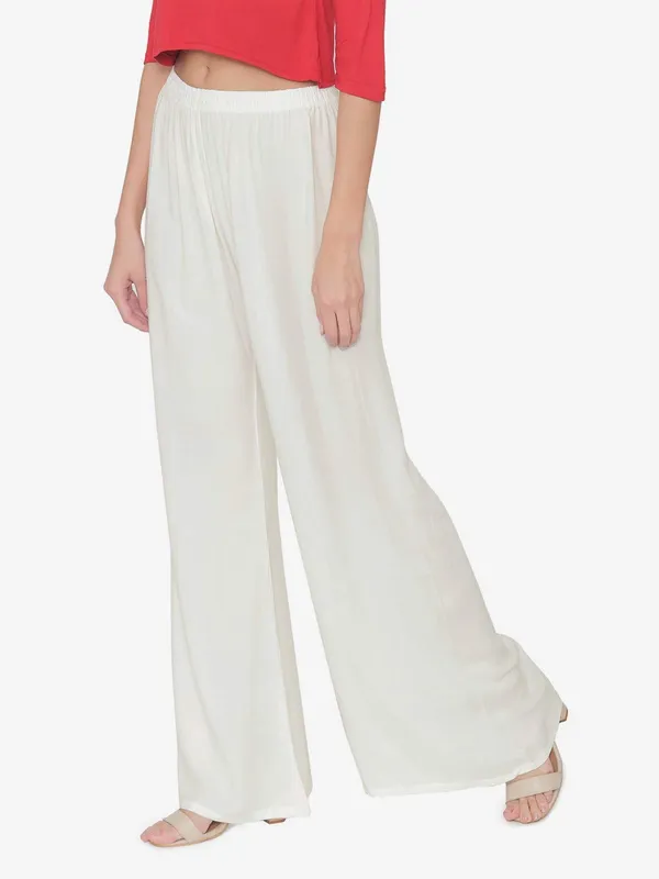 Cream_Rayon_Wide_Leg_Ethnic_Wear_Palazzo_Pant_For_Women