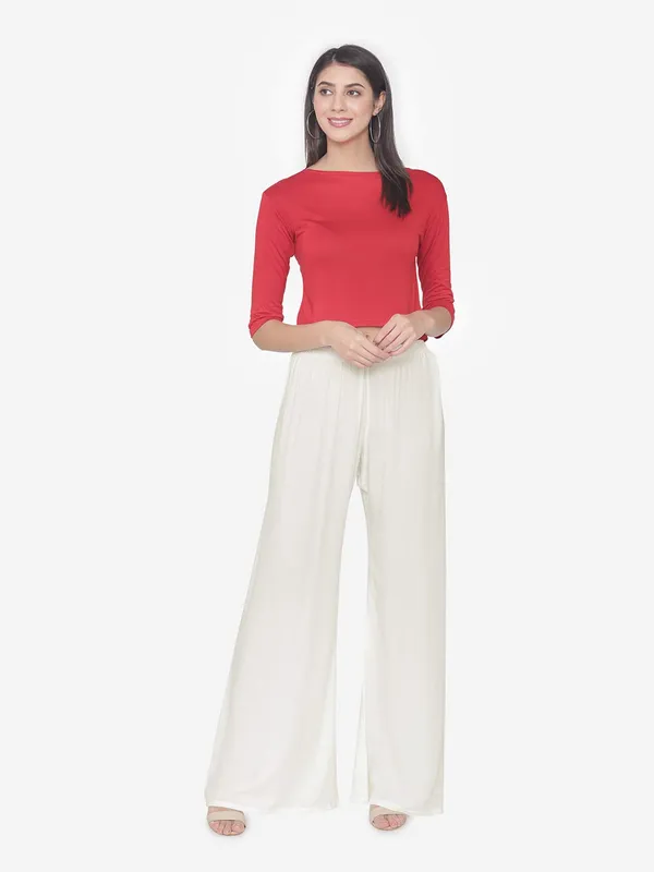 Cream_Rayon_Wide_Leg_Ethnic_Wear_Palazzo_Pant_For_Women