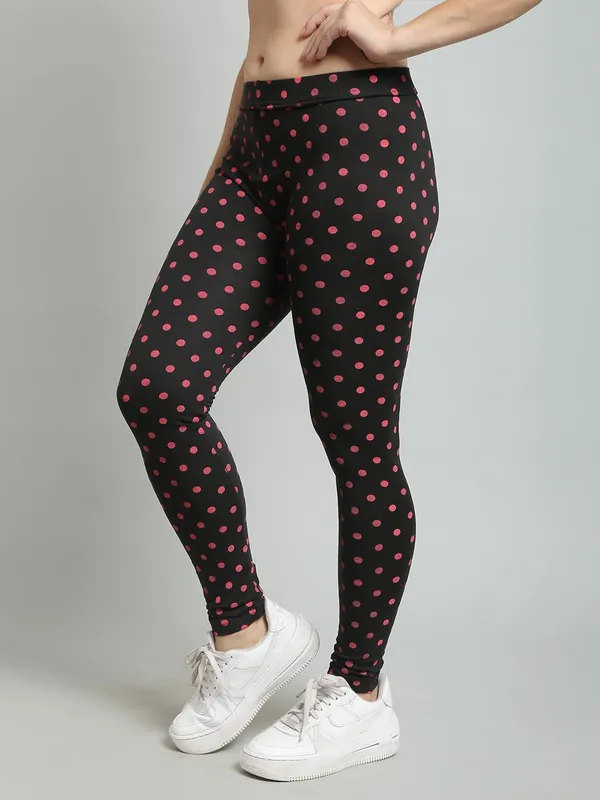 Black_Cotton_Dots_Print_Imported_Regular_Fit_Leggings_For_Women