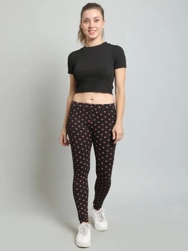 Black_Cotton_Dots_Print_Imported_Regular_Fit_Leggings_For_Women