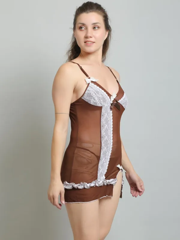Brown_Lycra_Lace_Side_Slit_Babydoll_Nighty_with_Panty_For_Women