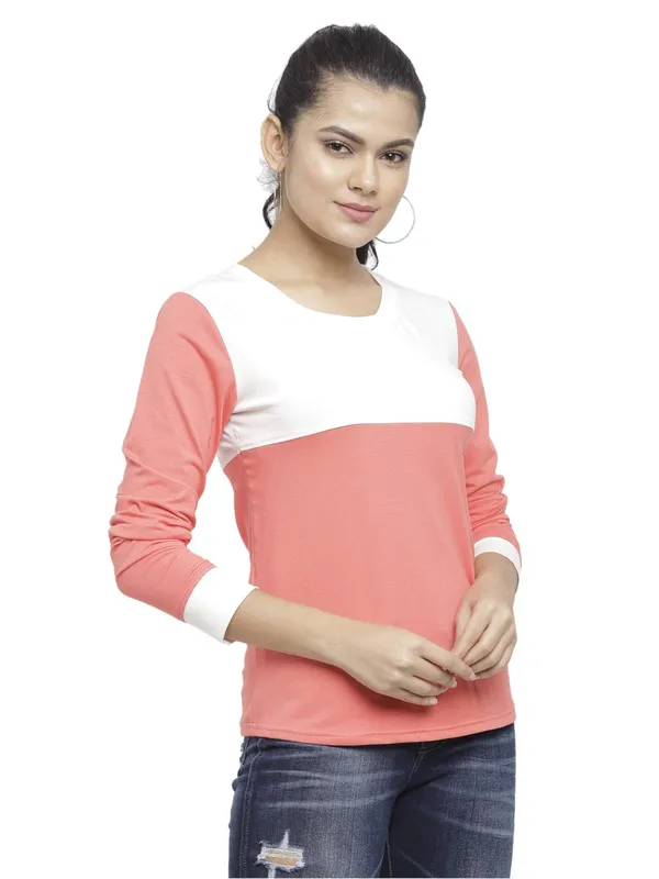 OffWhiteCoral_Cotton_Strechable_Long_Sleeves_Tee_Top_T-ShirtsOffCoral_For_Women