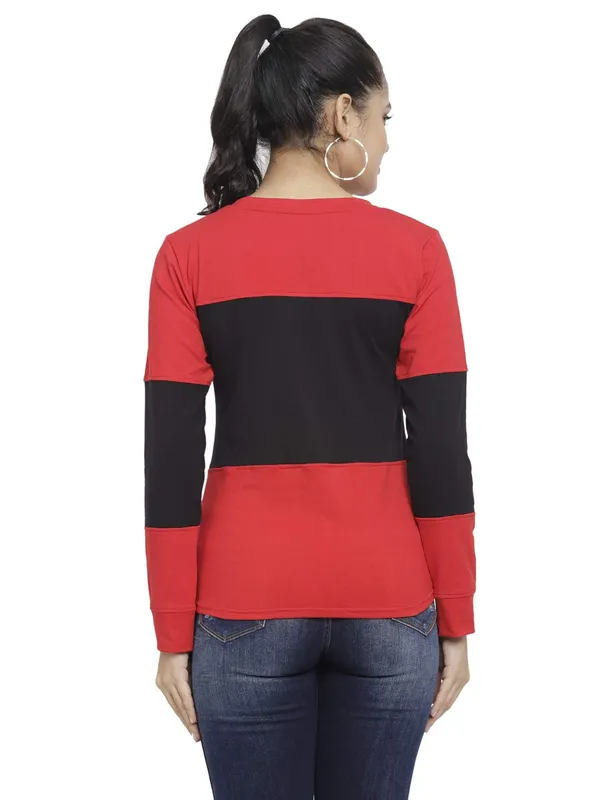 RedBlack_Cotton_Strechable_Long_Sleeves_Tee_Top_T-Shirts_For_Women