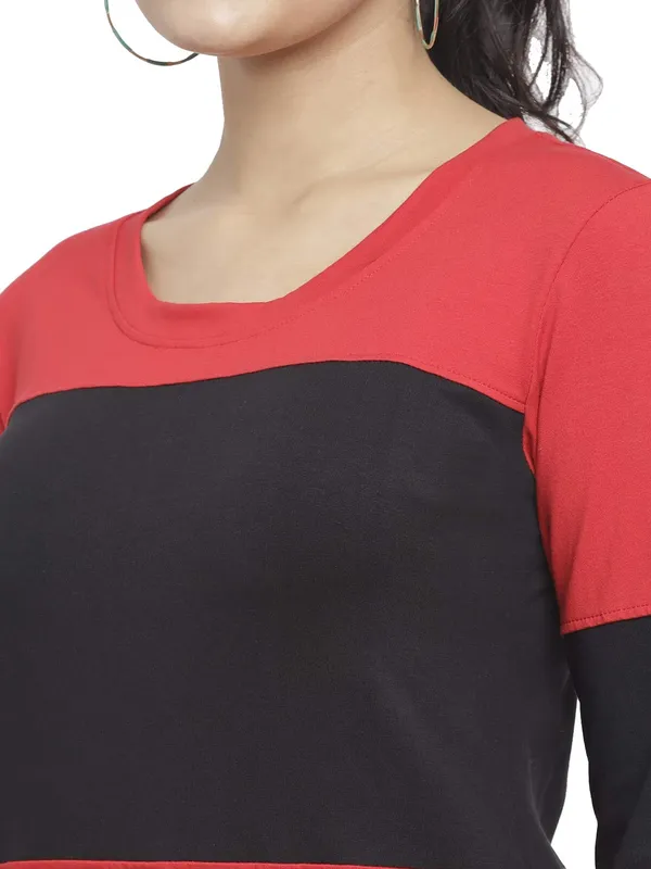 RedBlack_Cotton_Strechable_Long_Sleeves_Tee_Top_T-Shirts_For_Women