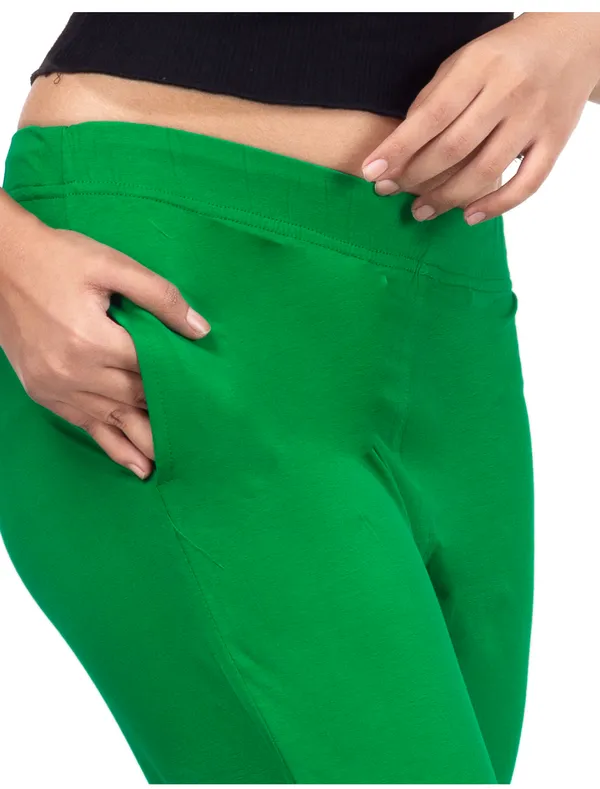 Green_Cotton_Lycra_4_Way_Stretchable_Kurti_Pant_(__Pant/Pencil_Pant)_For_Women_With_Side_Pocket