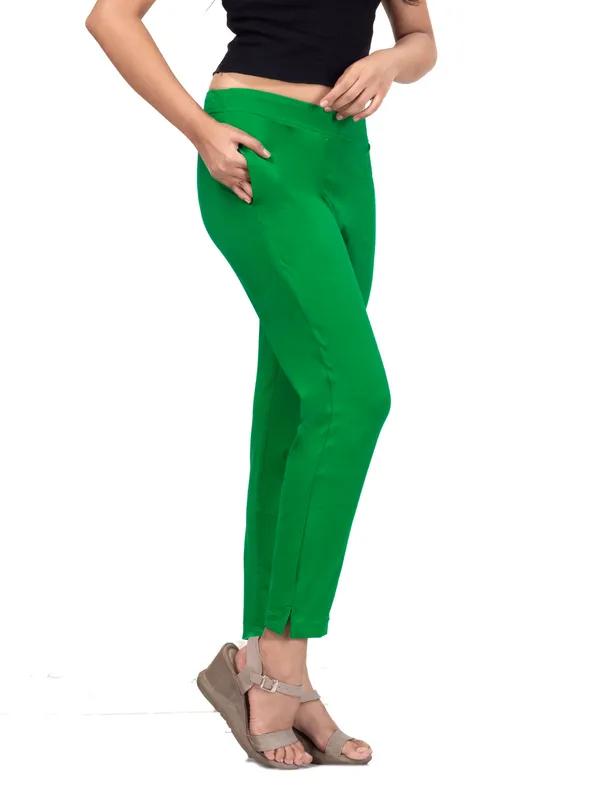 Green_Cotton_Lycra_4_Way_Stretchable_Kurti_Pant_(__Pant/Pencil_Pant)_For_Women_With_Side_Pocket