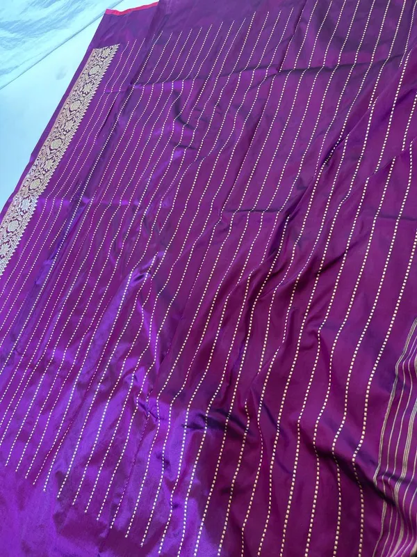 Humairah_Pure_Handloom_Purple_Katan_Silk_Floral_Kadhwa_Sona_Rupa_Booti_with_Kadhwa_Floral_Pallu_&_Border_and_Purple_Kadhwa_Stripe_Blouse