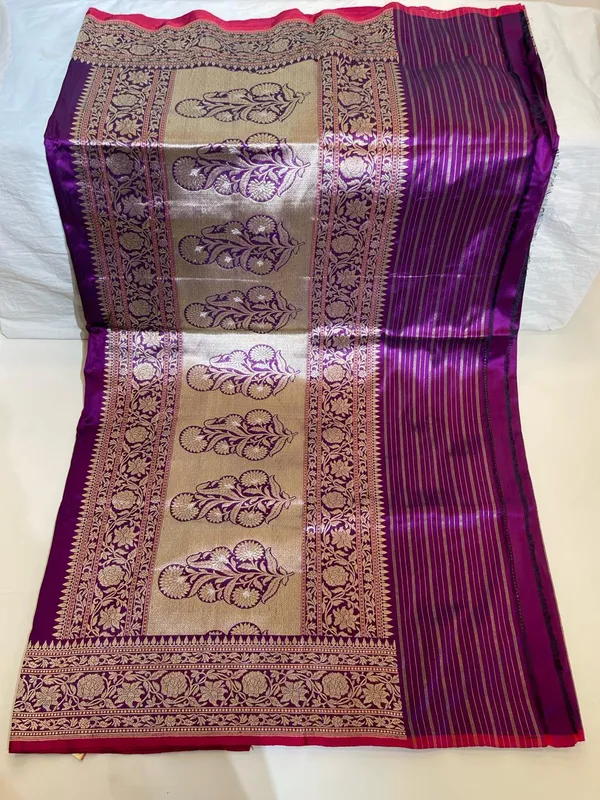 Humairah_Pure_Handloom_Purple_Katan_Silk_Floral_Kadhwa_Sona_Rupa_Booti_with_Kadhwa_Floral_Pallu_&_Border_and_Purple_Kadhwa_Stripe_Blouse