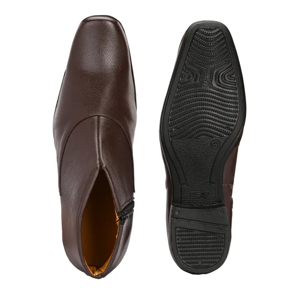 Brown_Leatherette_And_Pu_Zipper_Boots_For_Men