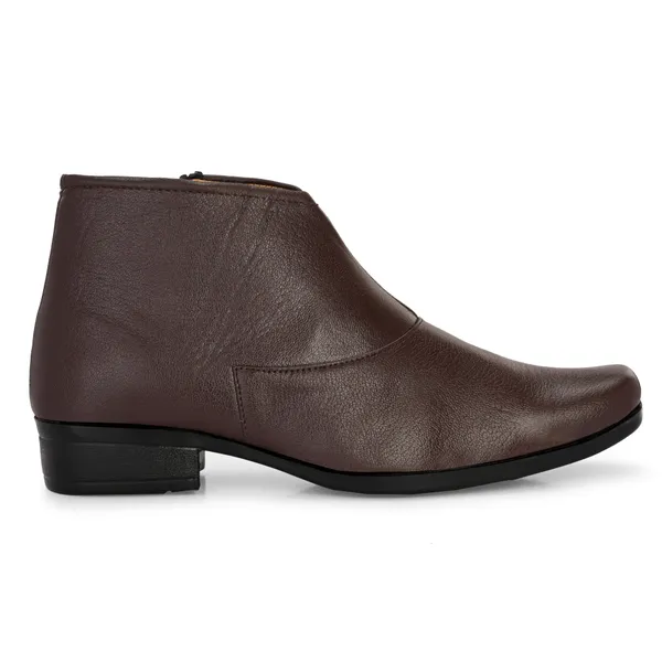 Brown_Leatherette_And_Pu_Zipper_Boots_For_Men