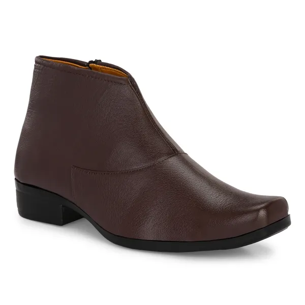 Brown_Leatherette_And_Pu_Zipper_Boots_For_Men