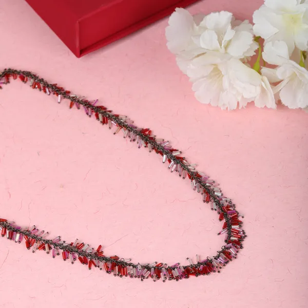 Red_Beaded_Shiny_Hematite_Plated_Necklace_For_Women