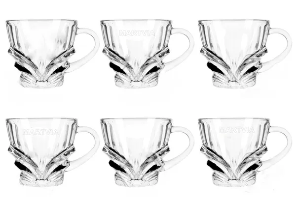 210ML_Premium_Hot/Cold_Glass_Tea_and_Coffee_Cup_Glass_Mug,_Transparent,Clear_Set_of_(6)