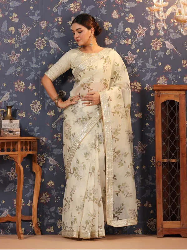 Aria_Off-White_Floral_Printed_Organza_Saree