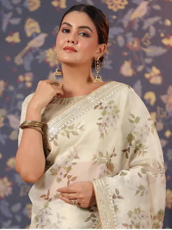 Aria_Off-White_Floral_Printed_Organza_Saree