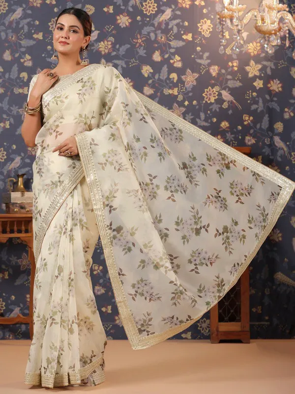 Aria_Off-White_Floral_Printed_Organza_Saree