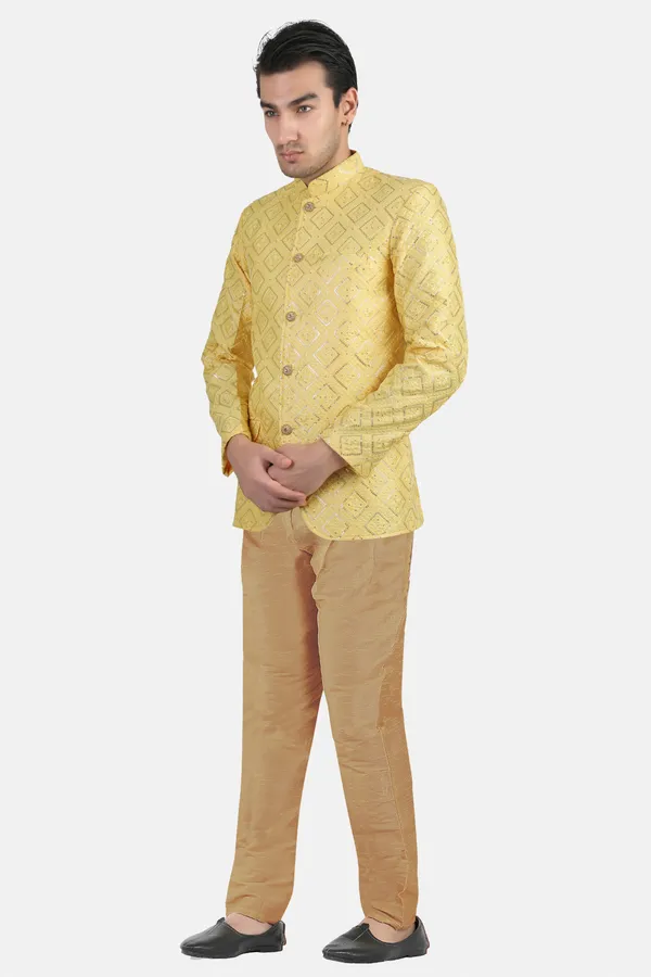 Lemon_Embroidered,_Self_Design_Bandhgala