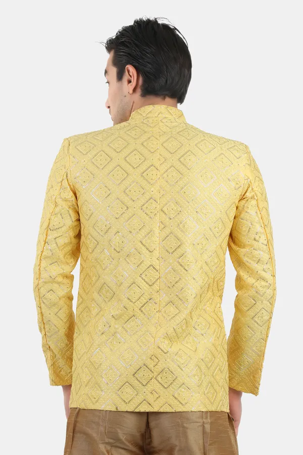 Lemon_Embroidered,_Self_Design_Bandhgala